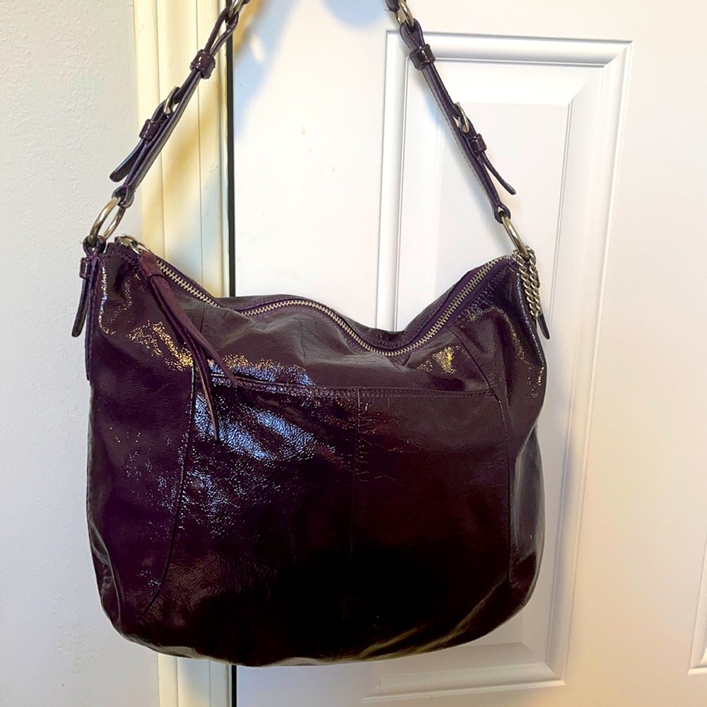 Coach Purple Patent Leather Hobo Large
